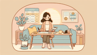 A budgeting system in action: tracking expenses at a cozy desk