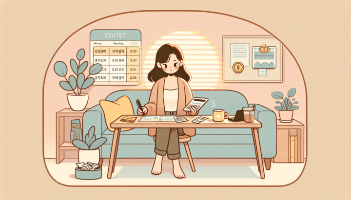 A budgeting system in action: tracking expenses at a cozy desk